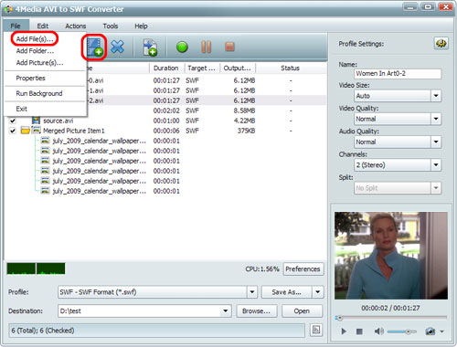 Convert AVI to SWF file
